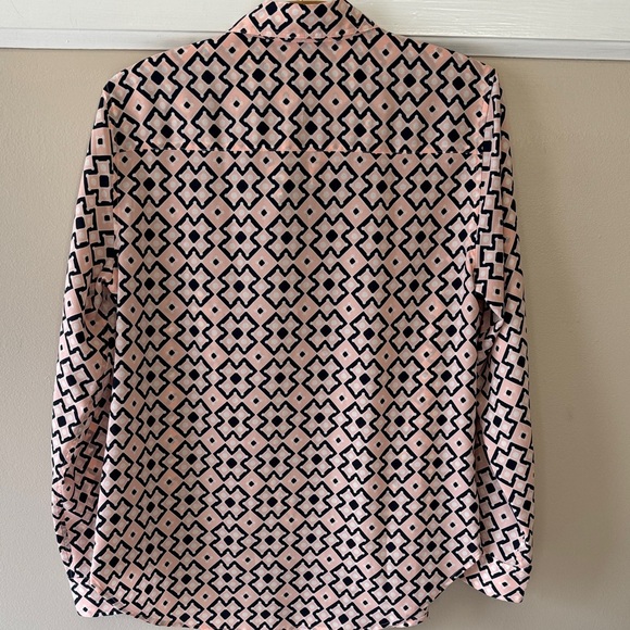 Talbots Pink and  Navy Blue Geometric Button-Down Shirt - Picture 7 of 10